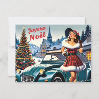 carte de voeux vin joyeux noël citroën 2CV