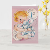 Carte de voeux vintage 1 an Anniversaire (Fleur jaune)