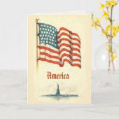 Carte de voeux vintage American Flag (Fleur jaune)