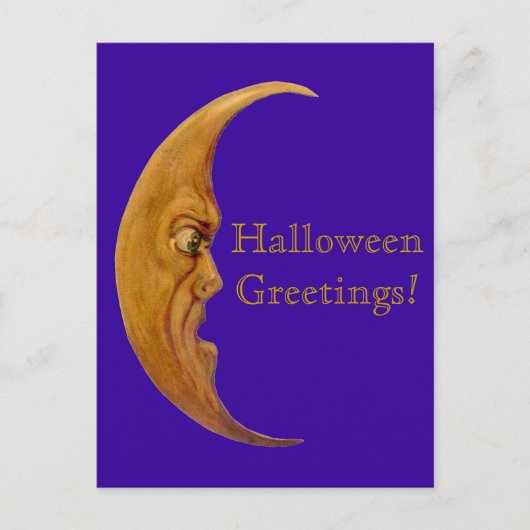 Carte de voeux vintage Angry Moon Halloween (Devant)