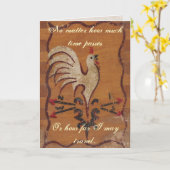 Carte de voeux vintage au poulet (Fleur jaune)