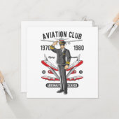 Carte de voeux vintage Aviation Club (Devant/Arrière en situation)