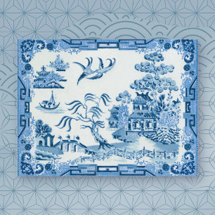 Carte de voeux vintage bleu saule