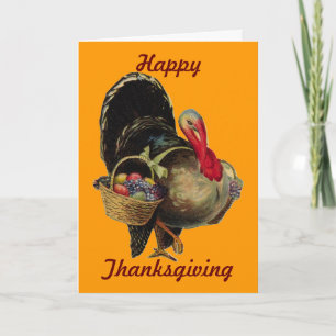 Carte de voeux vintage Bon thanksgiving Turquie