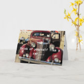 Carte de voeux Vintage Car. (Fleur jaune)