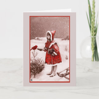 Carte de voeux Vintage Cardinal Rouge