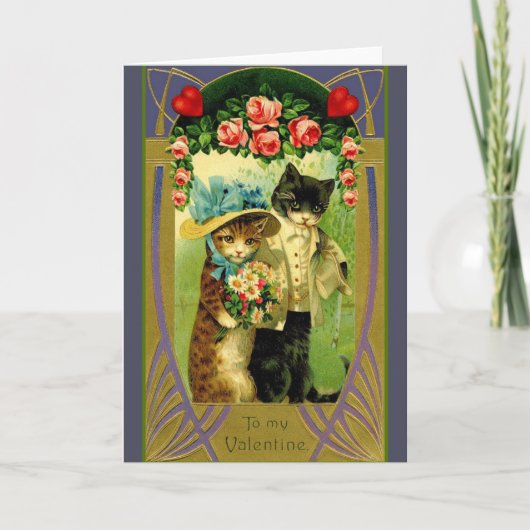 Carte de voeux vintage Cat Couple Valentine (Devant)