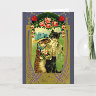 Carte de voeux vintage Cat Couple Valentine