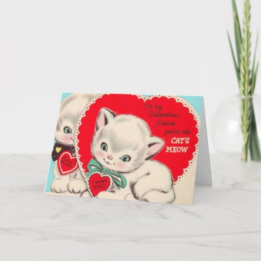 Carte de voeux vintage Cat Valentine's Day (Devant)