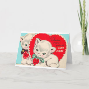 Carte de voeux vintage Cat Valentine's Day