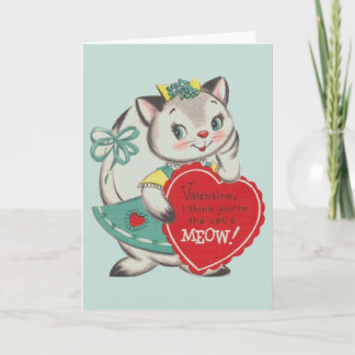 Carte de voeux vintage Cat Valentine's Day
