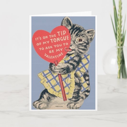 Carte de voeux vintage Cat Valentine's Day (Devant)