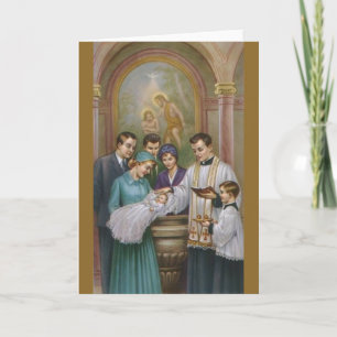 Carte de voeux vintage catholique pour le baptême