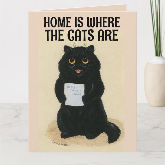CARTE DE VOEUX VINTAGE CHAT NOIR MIGNON (Devant)
