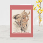 Carte de voeux Vintage Cheval (Fleur jaune)