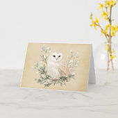 Carte de vœux vintage chouette blanche (Fleur jaune)