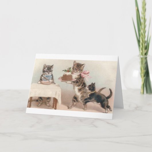 Carte de voeux Vintage Christmas Cat and Kitten (Devant)