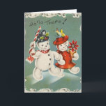 Carte de voeux Vintage Christmas Snowman<br><div class="desc">Carte de Noël vintage / Rétro.  Snowman et Snow Woman !  Couple de neige ! Bonjour !</div>