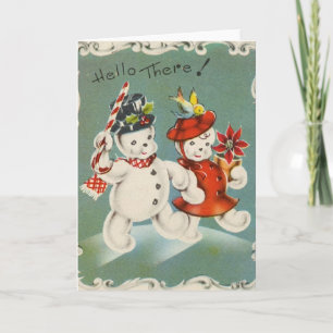 Carte de voeux Vintage Christmas Snowman