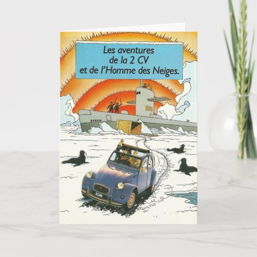 Carte de voeux Vintage | Citroen 2cv | Français (Devant)