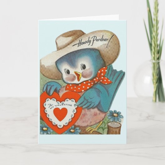 Carte de voeux vintage Cowboy Blue Bird Valentine (Devant)