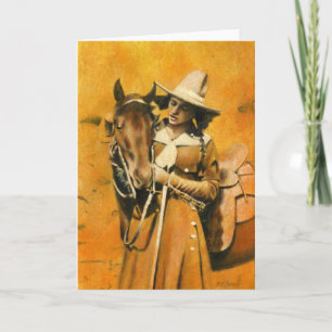 Carte de voeux vintage Cowgirl
