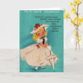 Carte de voeux vintage d'anniversaire de fille (Fleur jaune)