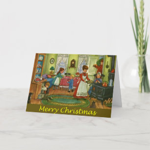 Carte de voeux vintage d'art populaire de Noël