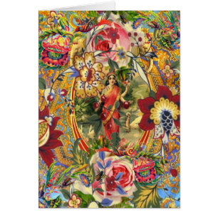 Carte de voeux vintage de déesse de Bohême