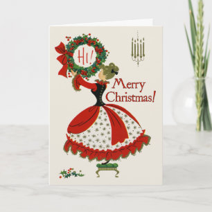 Carte de voeux vintage de guirlande de Noël
