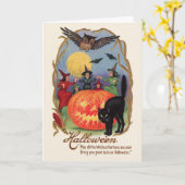 Carte de voeux vintage de Halloween (Fleur jaune)