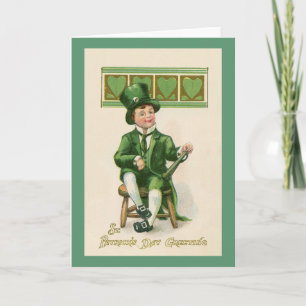 Carte de voeux vintage de la Saint Patrick Leprech