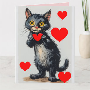 Carte de vœux vintage de la Saint-Valentin CHAT NO