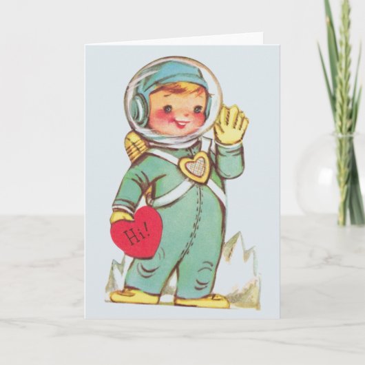 Carte de voeux vintage de l'astronaute Valentine (Devant)