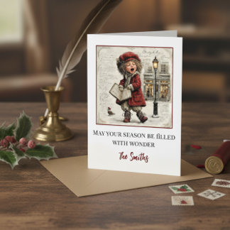 Carte de vœux vintage de Noël avec chanteur