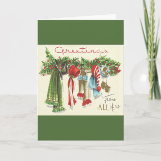 Carte de voeux vintage de Noël de tous les USA