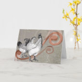 Carte de voeux vintage de poulets (Fleur jaune)