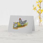 Carte de voeux vintage de poulets de style (Fleur jaune)