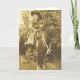 CARTE DE VOEUX VINTAGE DE RODÉO DE COW-GIRL