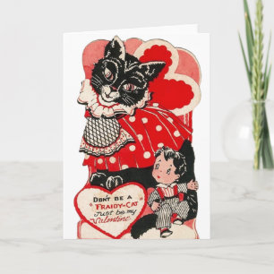 Carte de voeux vintage de Saint-Valentin de chat