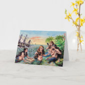 Carte de voeux vintage de Sirène (Fleur jaune)