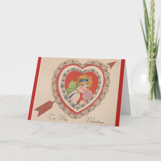 Carte de voeux vintage de Valentine d'aileron (Devant)