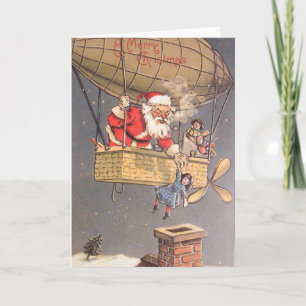 Carte de voeux Vintage du Santa Claus Balloon à ai