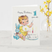 Carte de voeux vintage d'un an (Fleur jaune)