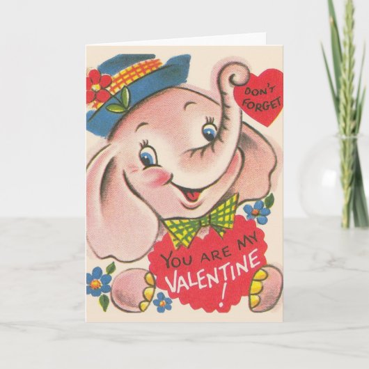 Carte de voeux vintage Elephant Valentine (Devant)