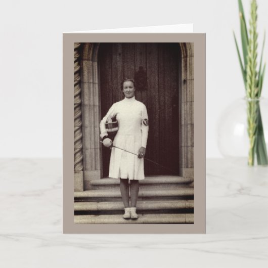 Carte de voeux vintage Foil Fencer Helene Mayer (Devant)
