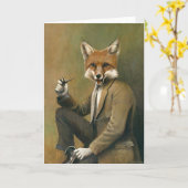 Carte de voeux vintage Fox In Suit (Fleur jaune)