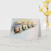 Carte de voeux vintage Funny Frogs (Fleur jaune)