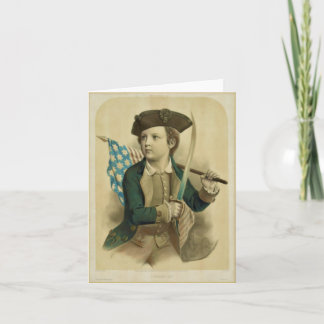 Carte de vœux vintage garçon avec drapeau américai