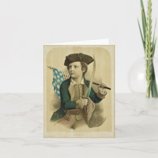 Carte de vœux vintage garçon avec drapeau américai (Devant)